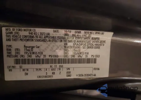 2013 Ford Focus S from USA, damaged, VIN 1FADP3E27DL160573